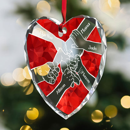 Grandparents Love - Personalized Heart-Shaped Glass Ornament GOJS10208