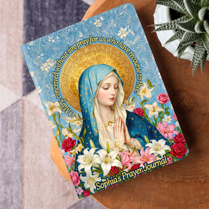 Our Lady Of Grace And Roses - Personalized Leather Cover Notebook GMJSNB200001