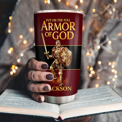Armor Of God - Personalized Stainless Steel Tumbler - Faith Gift for Men