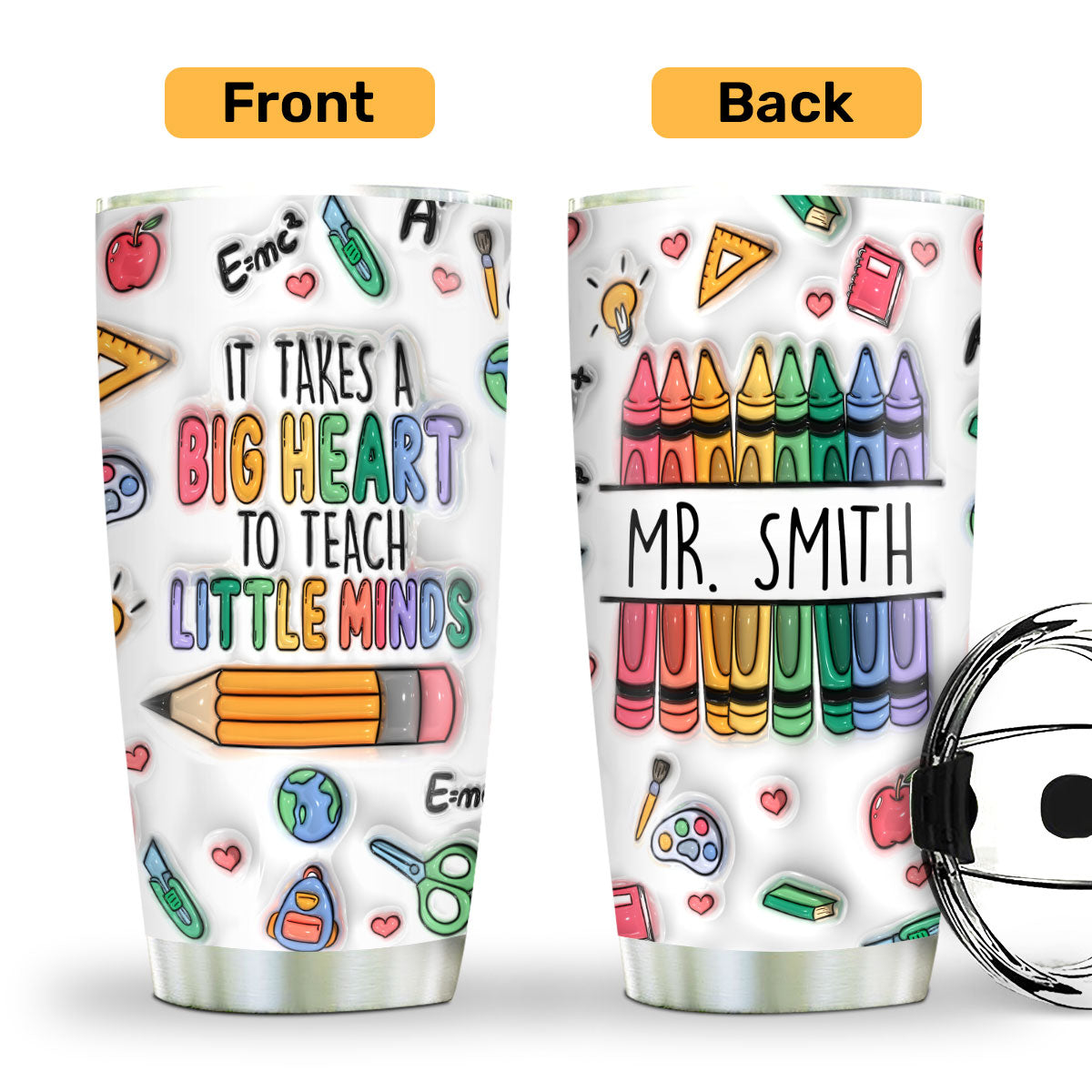 Big Heart To Teach - Personalized Stainless Steel Tumbler