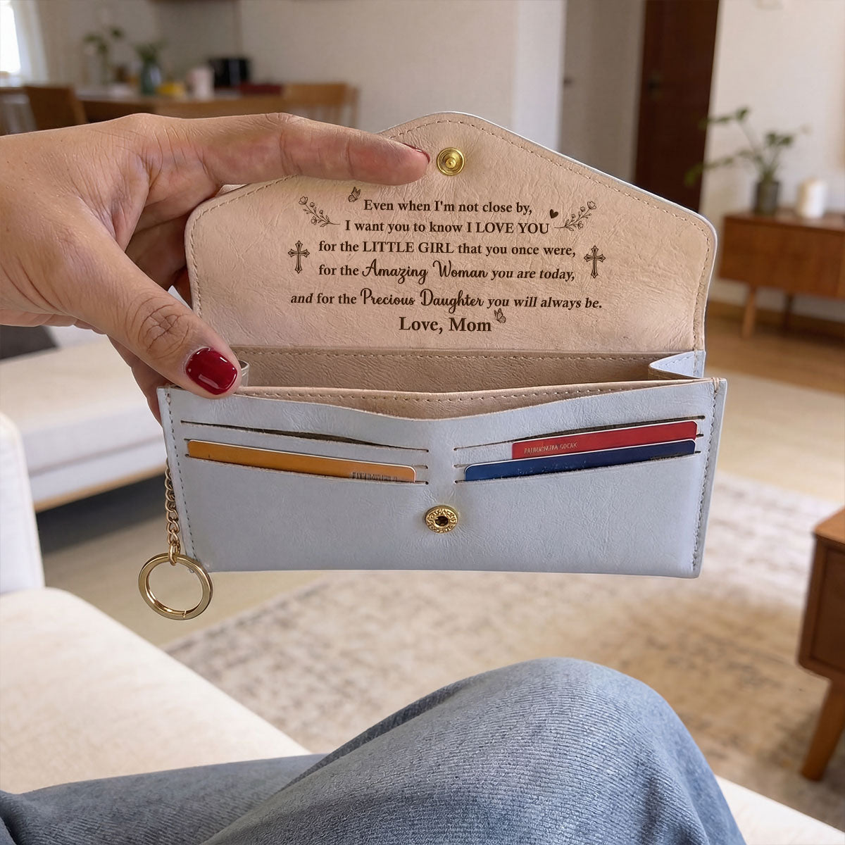 I Love You - Personalized Leather Envelope Wallet for Her