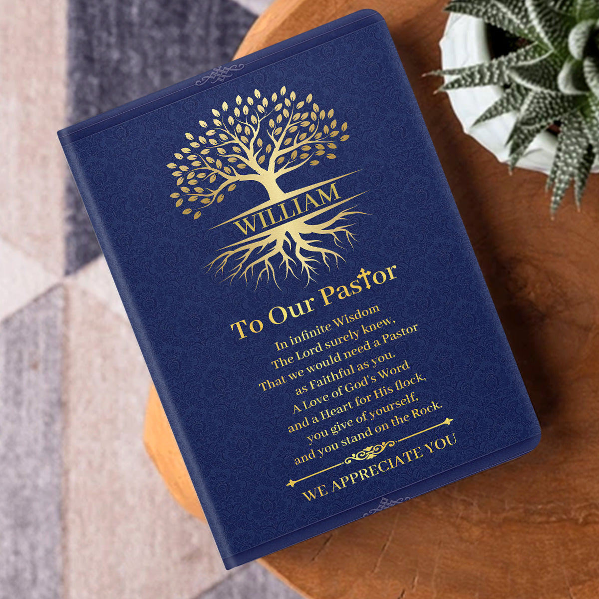 Faith-Inspired Gift for Pastor - Personalized Leather Notebook GMJSNB200085