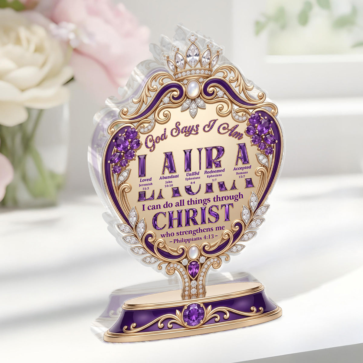 God Says I Am - Custom Shaped Acrylic Plaque - Christian Faith Decor GAPJS10014