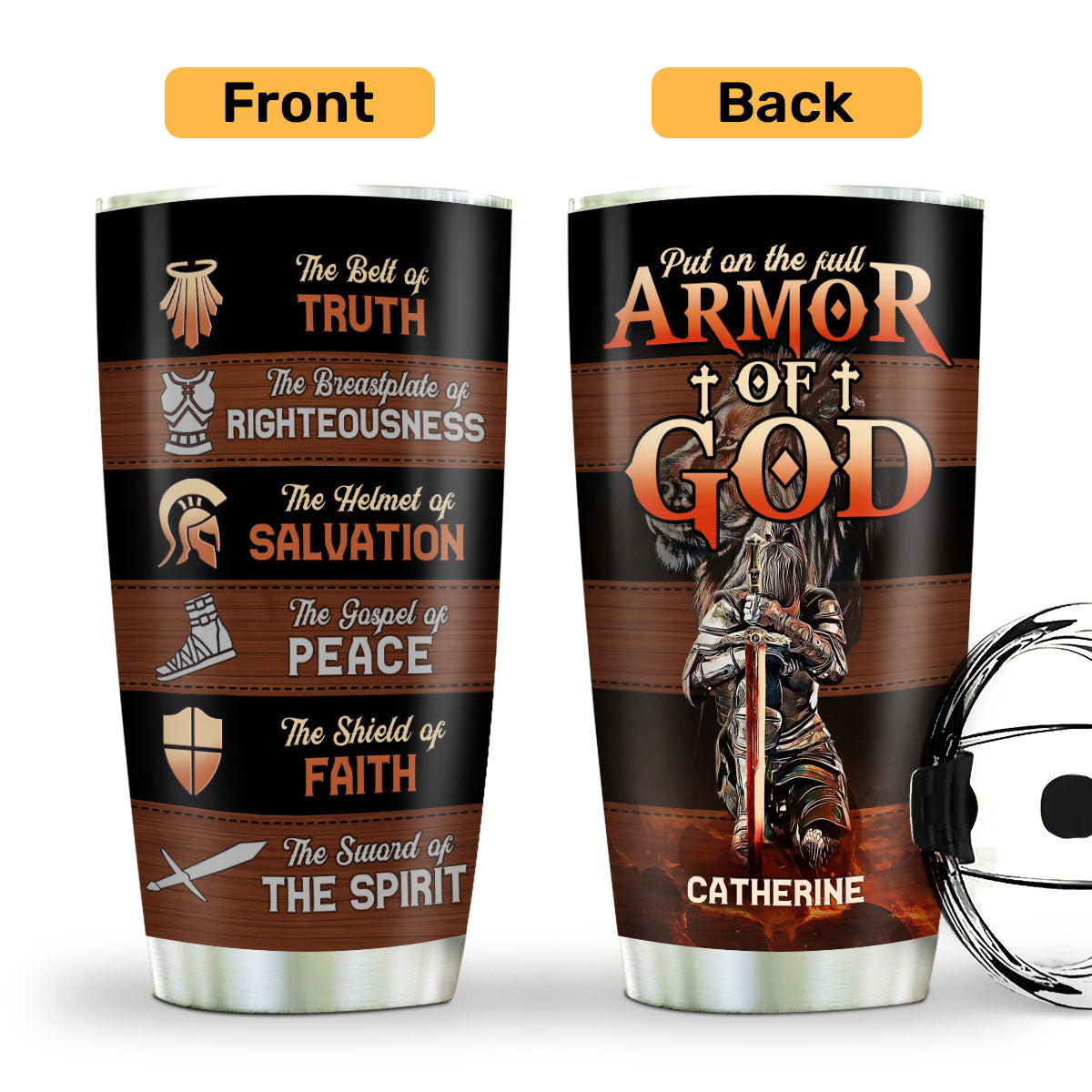 Put On The Full Armor Of God - Personalized Tumbler - Christian Inspirational
