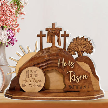 He Is Risen - Personalized Acrylic Plaque - Christian Easter Decor GAPJS10132