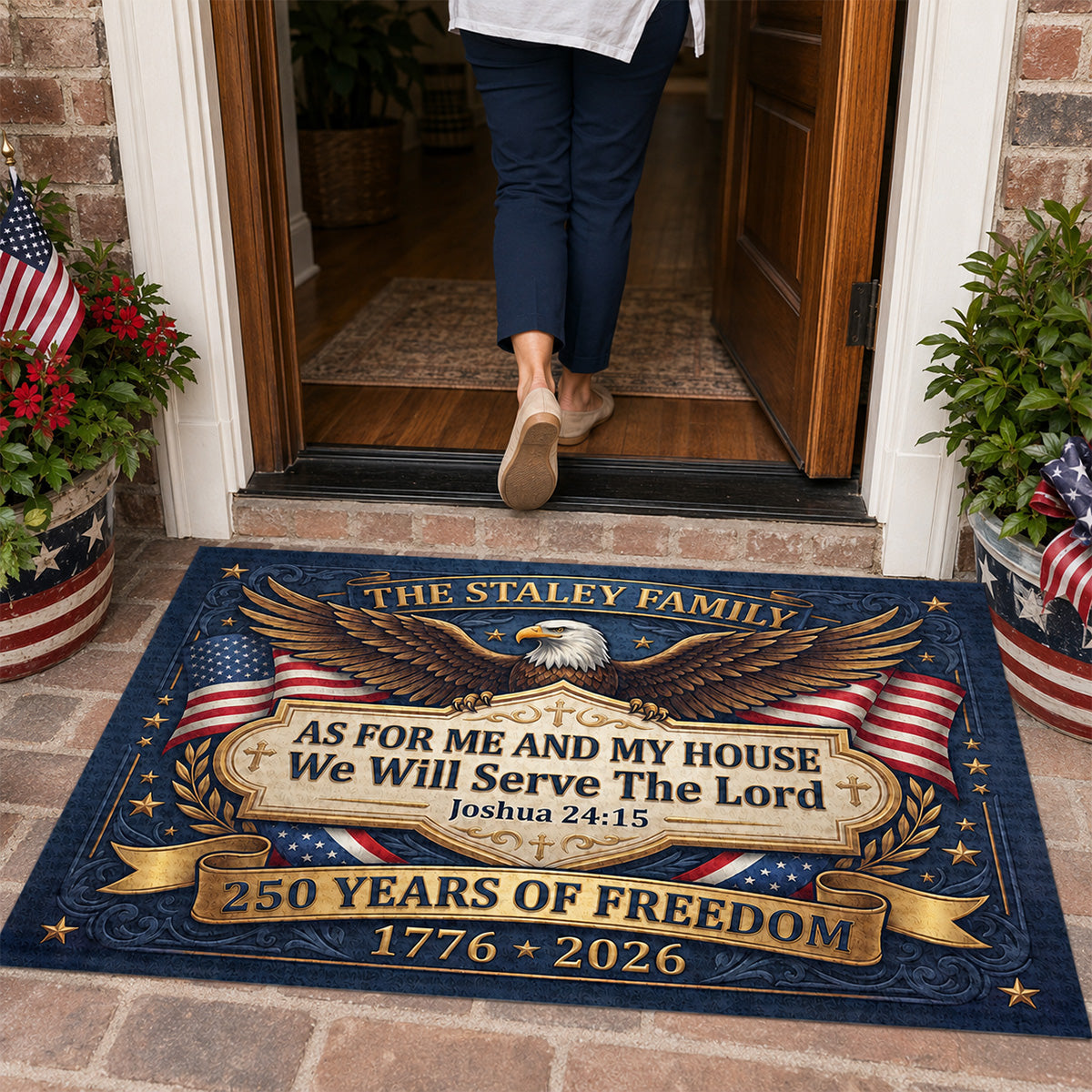 We Will Serve The Lord - Personalized Doormat - Christian Faith Home Decor GDMJS10003