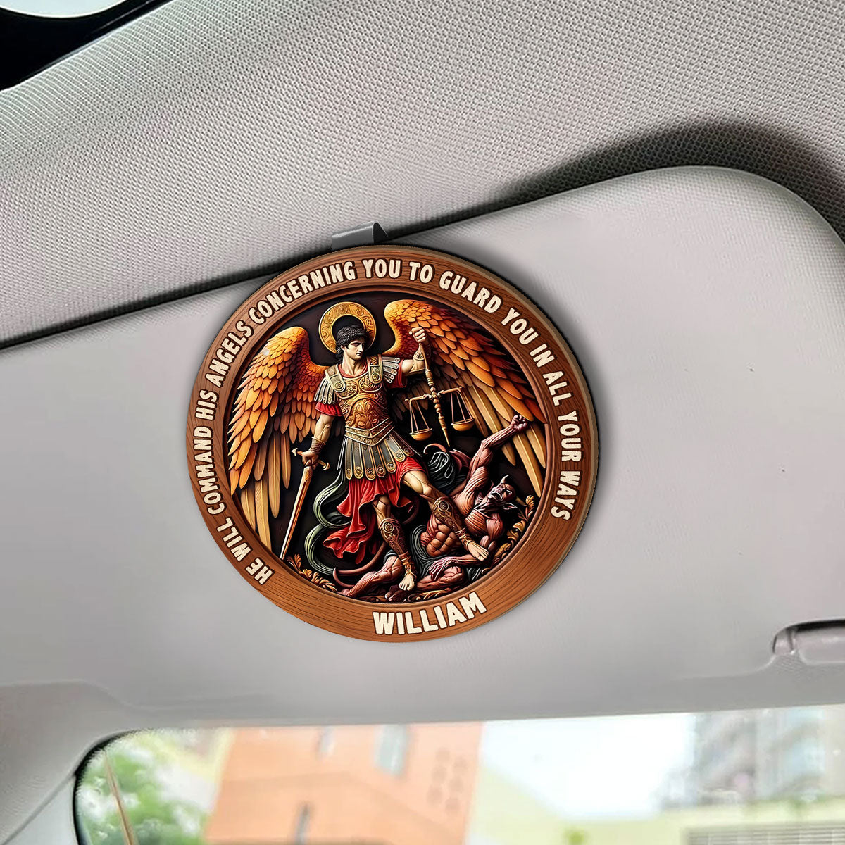 He Will Command His Angels - Car Visor Clip Faith Keepsake