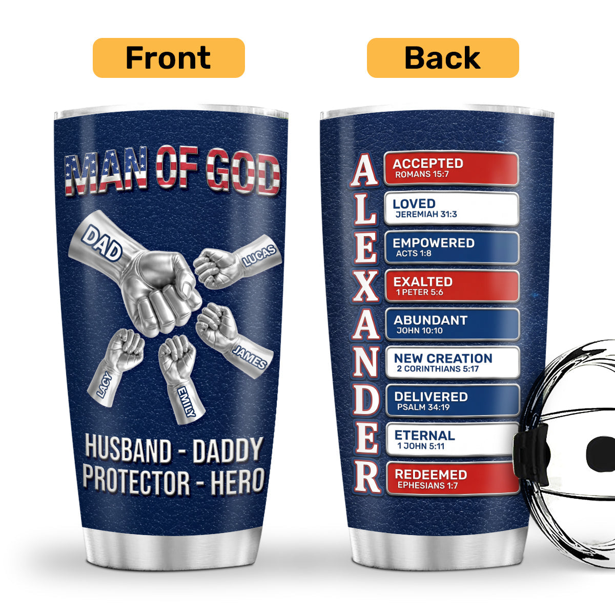 Man Of God - Personalized Stainless Steel Tumbler - Gift for Dad