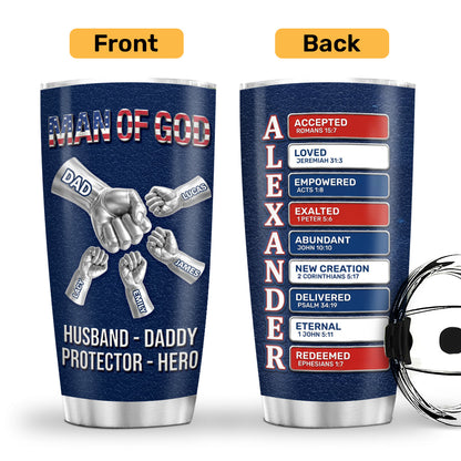 Man Of God - Personalized Stainless Steel Tumbler - Gift for Dad