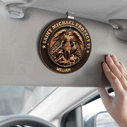 Saint Michael Protect Us - Personalized Car Visor Clip GOTPJS10326