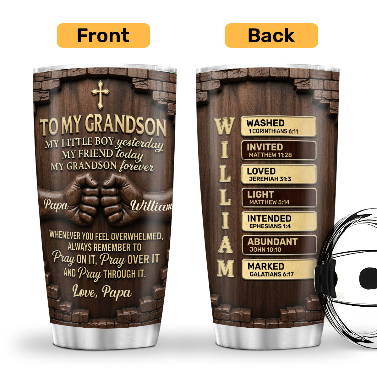 Faith-Inspired Gift for Son - Personalized Stainless Steel Tumbler