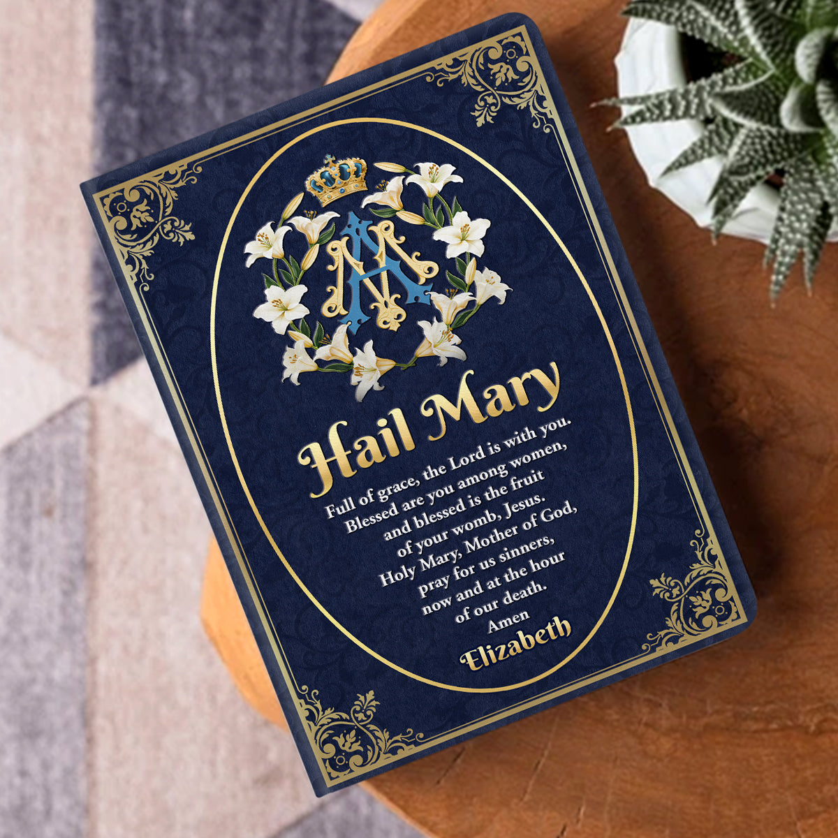 Holy Mary Prayer - Personalized Leather Cover Notebook GMJSNB200017