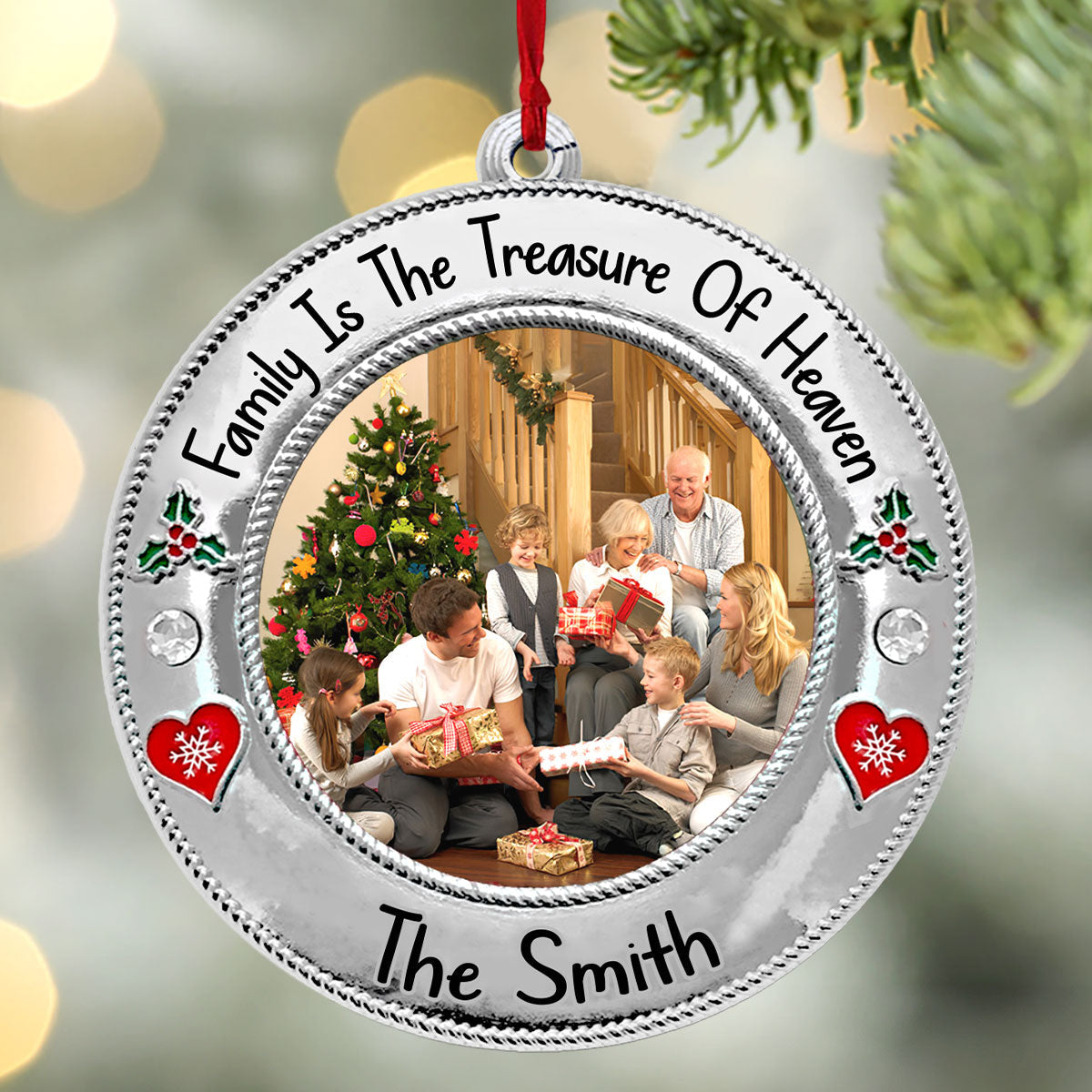 Family Is The Treasure Of Heaven - Personalized Acrylic Ornament GOJS10211