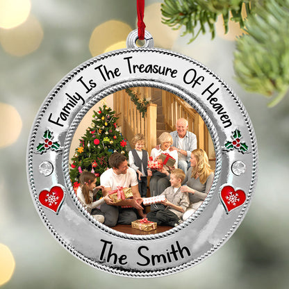 Family Is The Treasure Of Heaven - Personalized Acrylic Ornament GOJS10211