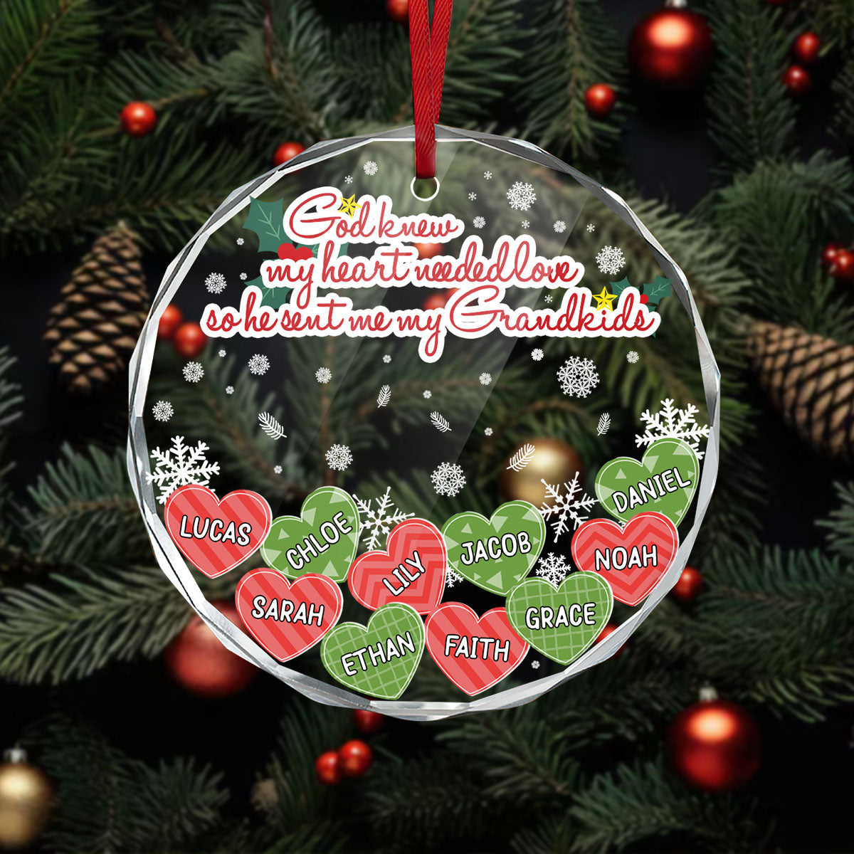 God Knew My Heart Needed Love - Personalized Glass Ornament GOJS10285