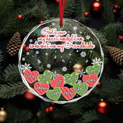 God Knew My Heart Needed Love - Personalized Glass Ornament GOJS10285