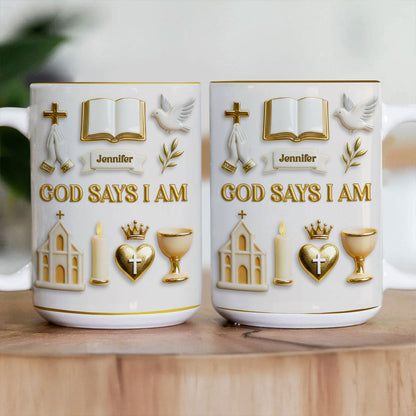 God Says I Am - Personalized Ceramic Coffee Mug