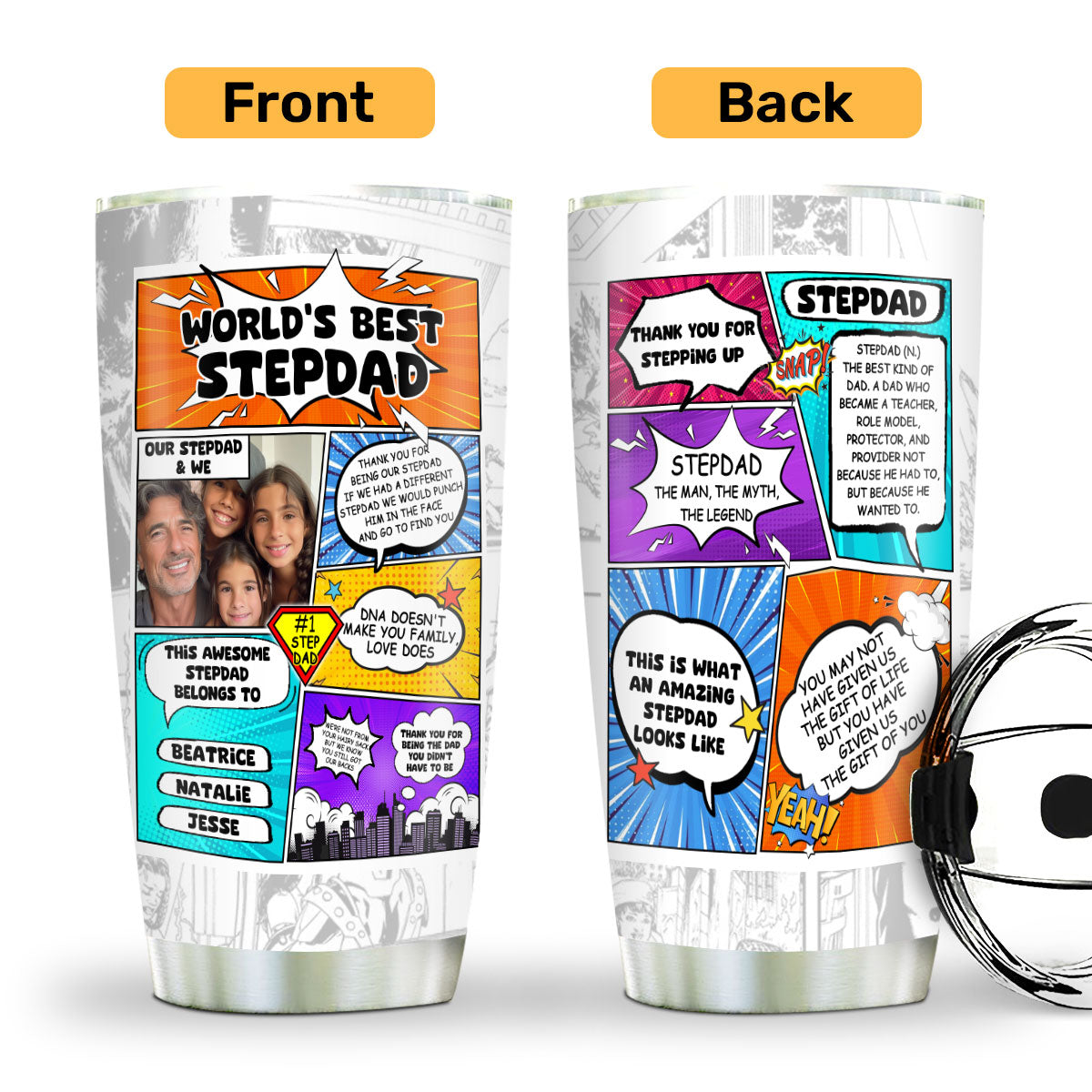 Sentimental Gift for Stepdad - Personalized Stainless Steel Tumbler 20oz