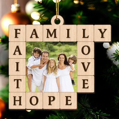 Family Faith Love Hope - Personalized Wooden Ornament GOJS10173