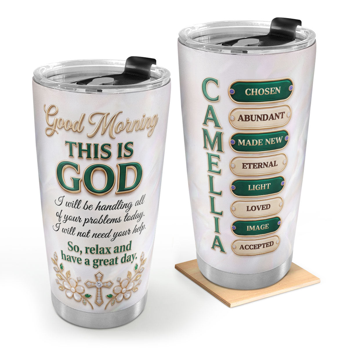 Good Morning This Is God - Personalized Tumbler - Christian Faith Drinkware