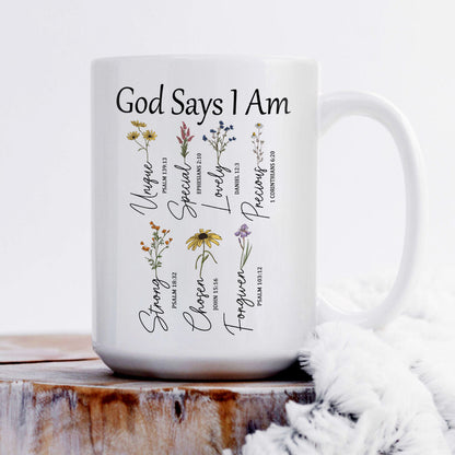 God Says I Am - Personalized White Ceramic Mug