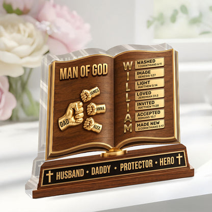 Man Of God - Personalized Acrylic Plaque - Christian Home Decor GAPJS10043