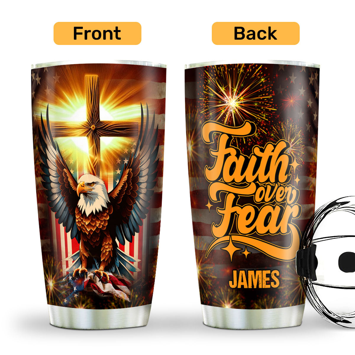 Faith Over Fear - Personalized Stainless Steel Tumbler