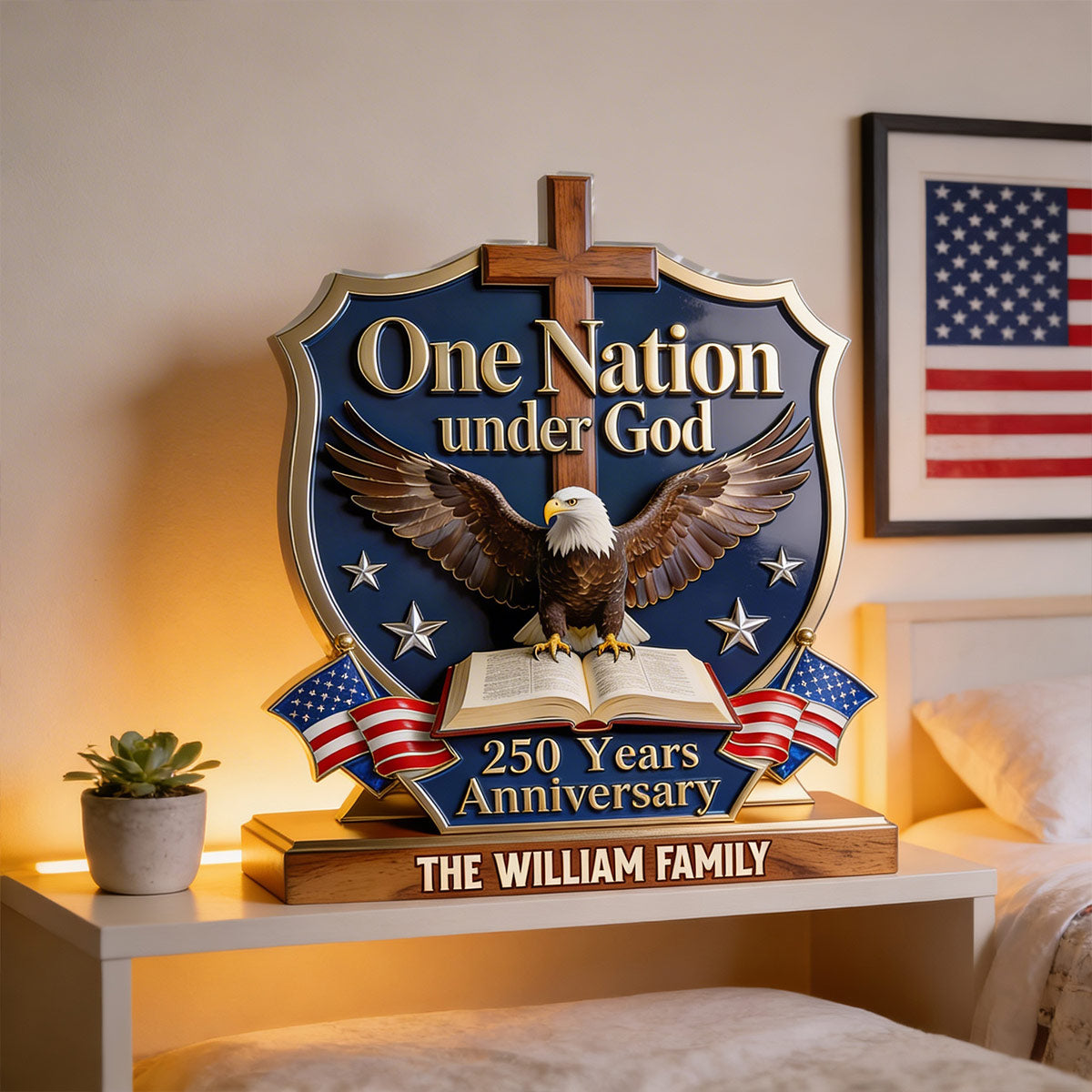 One Nation Under God - Personalized Acrylic Plaque - Faith Decor GAPJS10091