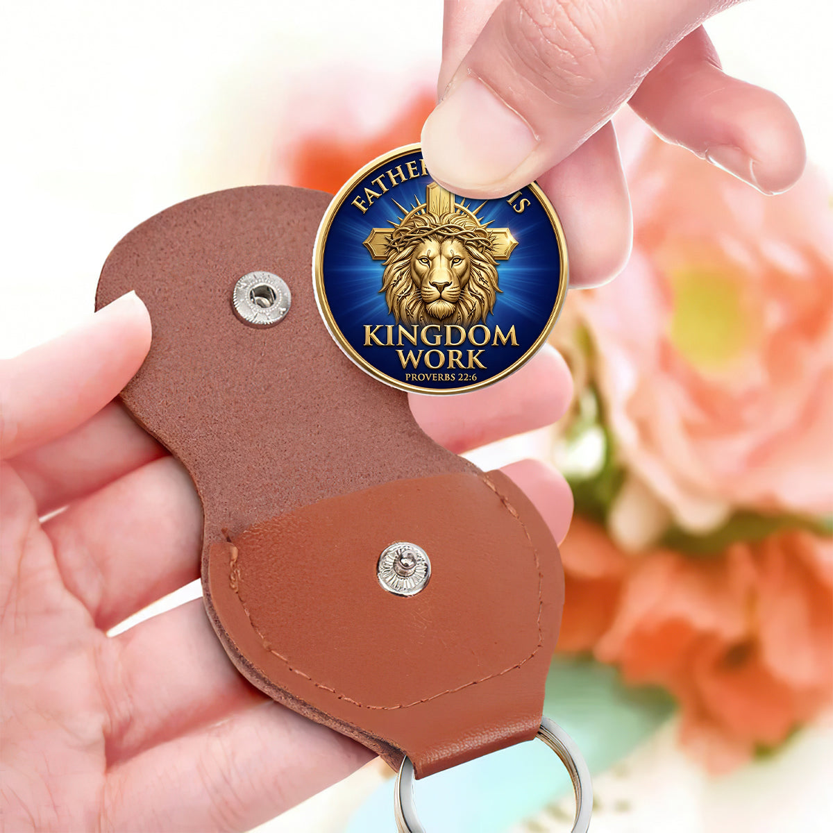 Fatherhood Is Kingdom Work - Personalized Pocket Hug Keychain