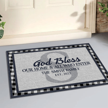God Bless This Home - Personalized Doormat - Faithful Home Decor