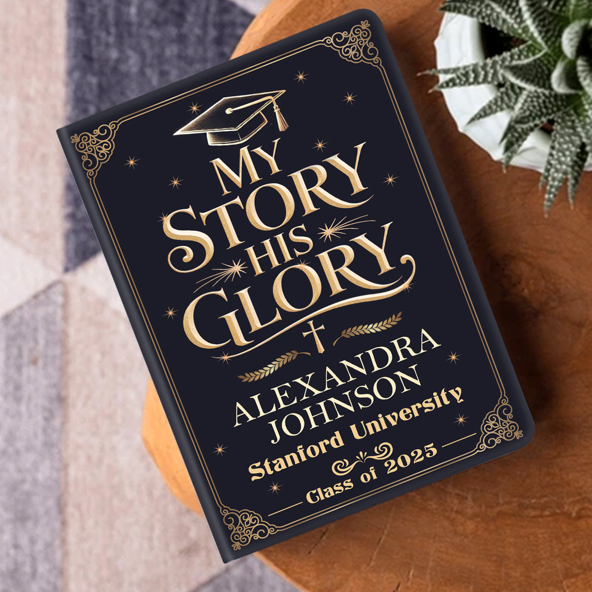 My Story His Glory - Personalized Leather Cover Notebook - Gift For Graduate GMJSNB200094