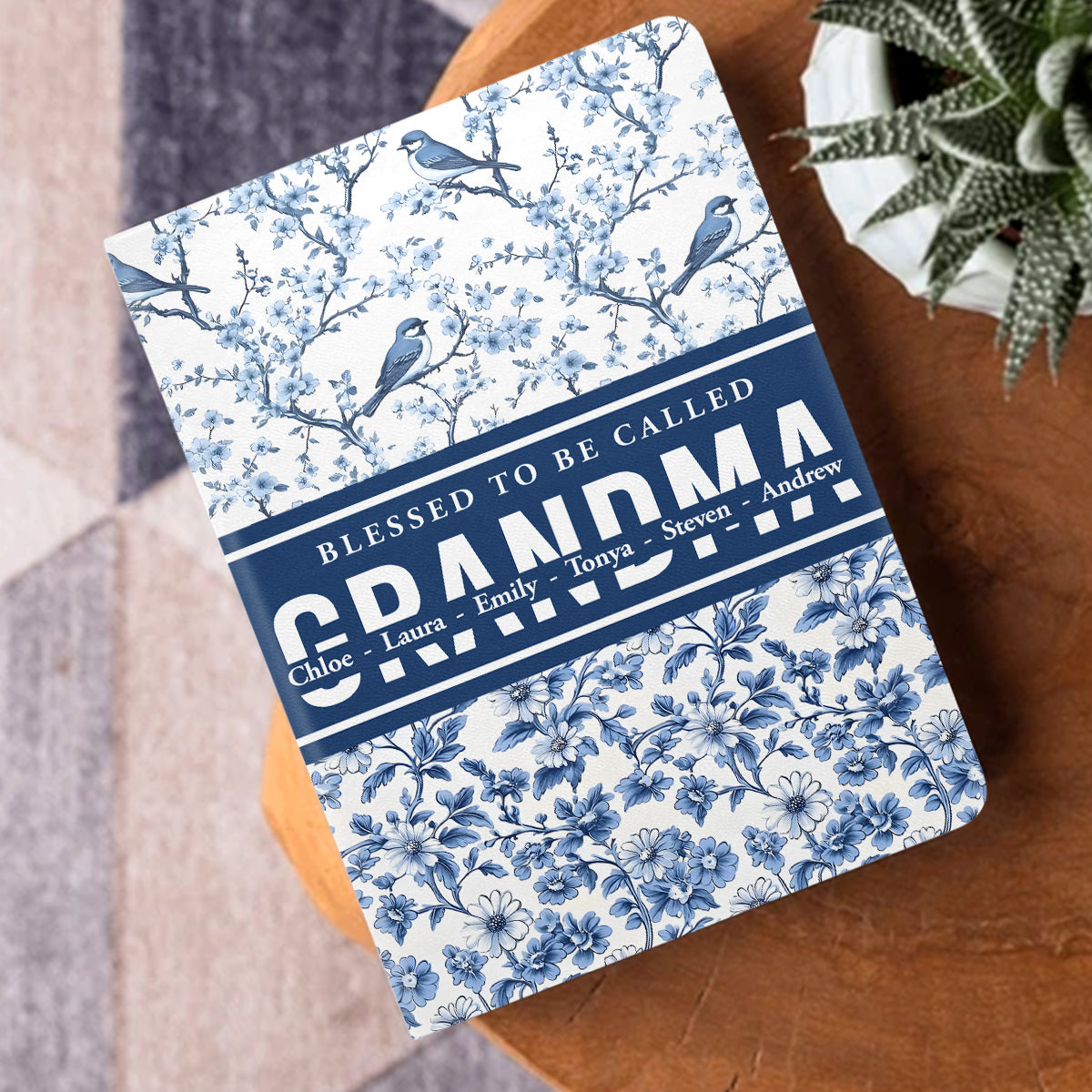 Family in Toile De Jouy - Personalized Leather Cover Notebook GMJSNB200061