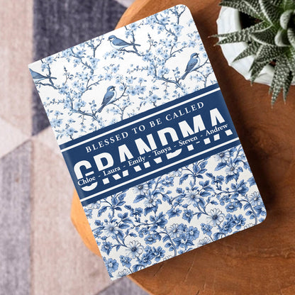 Family in Toile De Jouy - Personalized Leather Cover Notebook GMJSNB200061