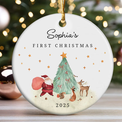 First Christmas - Personalized Round Ceramic Ornament GOJS10037