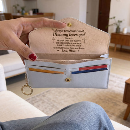 To My Daughter Never Forget That You Are Loved - Personalized Leather Envelope Wallet