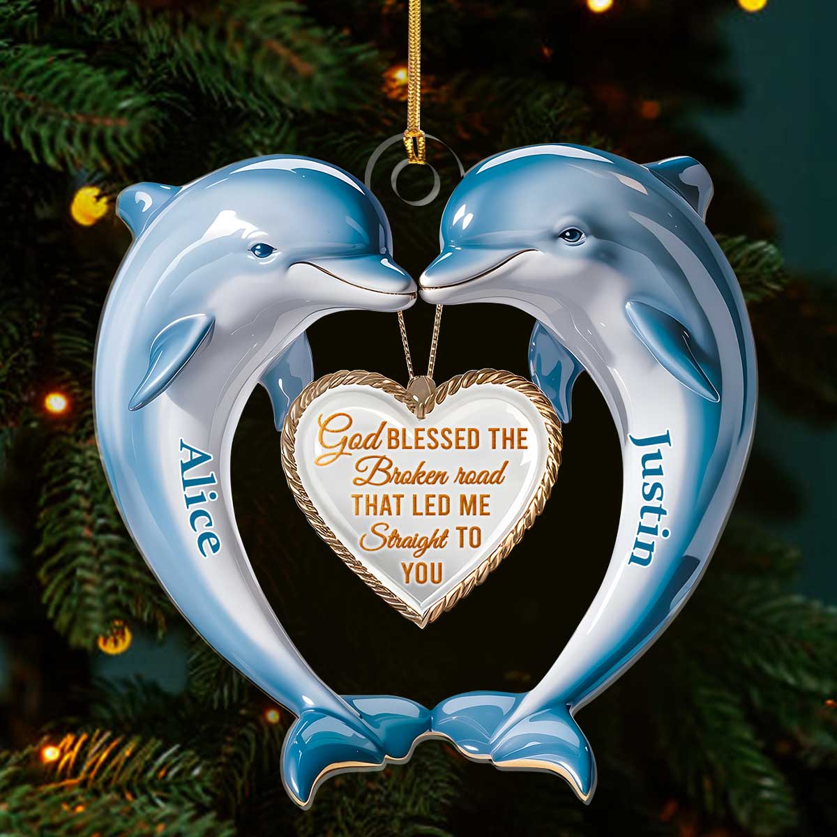 God Blessed The Broken Road - Acrylic Ornament - Personalized Gift for Couple GOJS10085