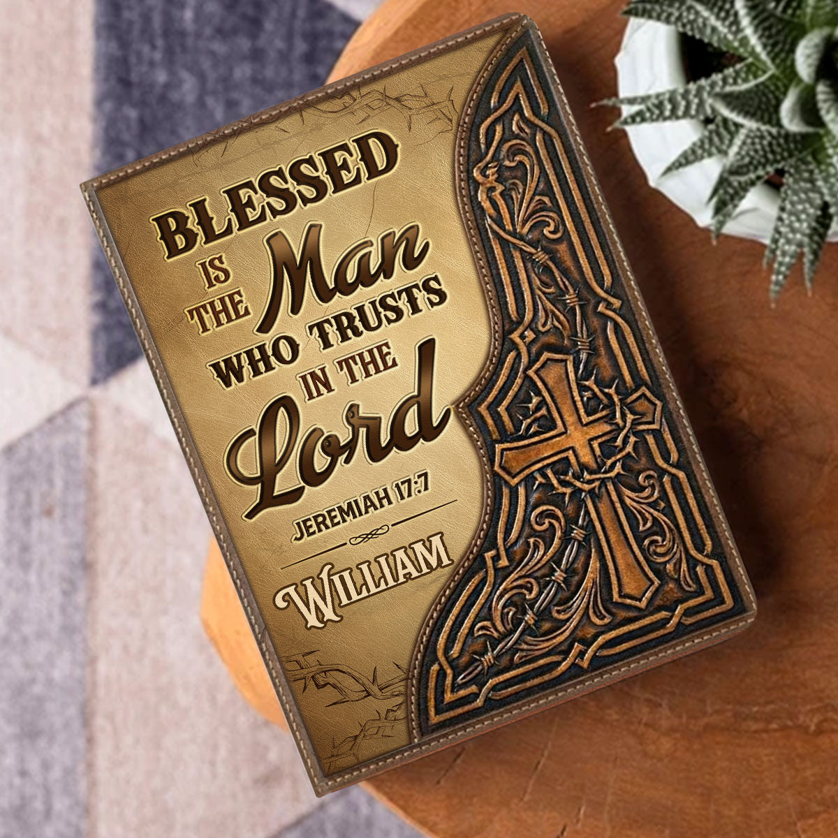 Blessed Is The Man Who Trusts In The Lord - Personalized Leather Cover Notebook GMJSNB200022