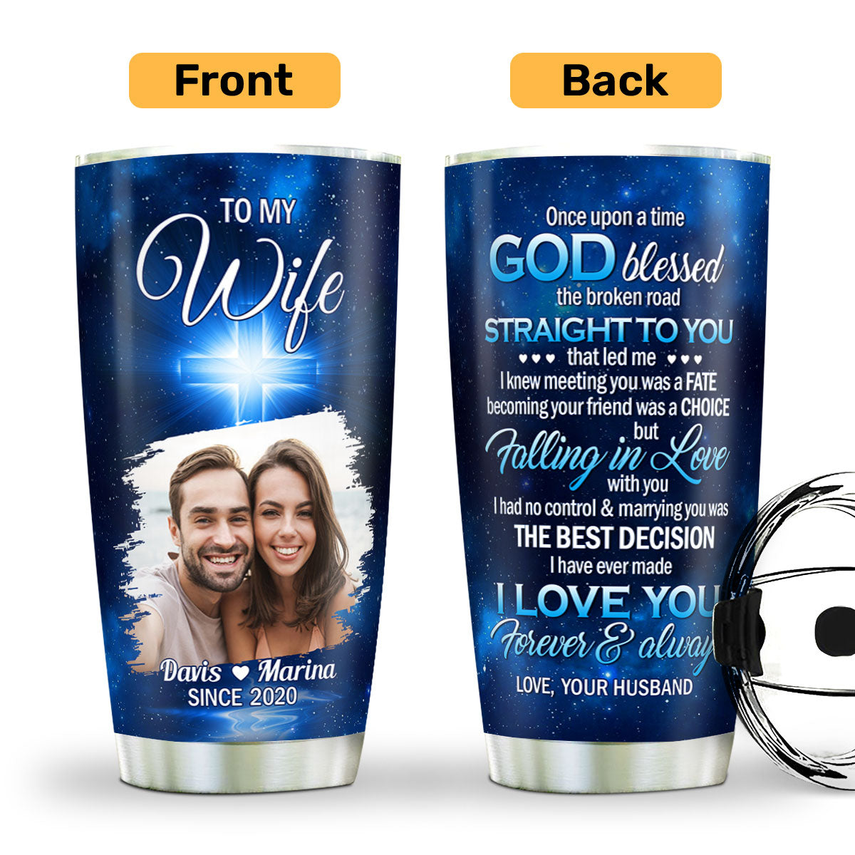 Once Upon A Time God Blessed - Personalized Tumbler - Gift for Wife
