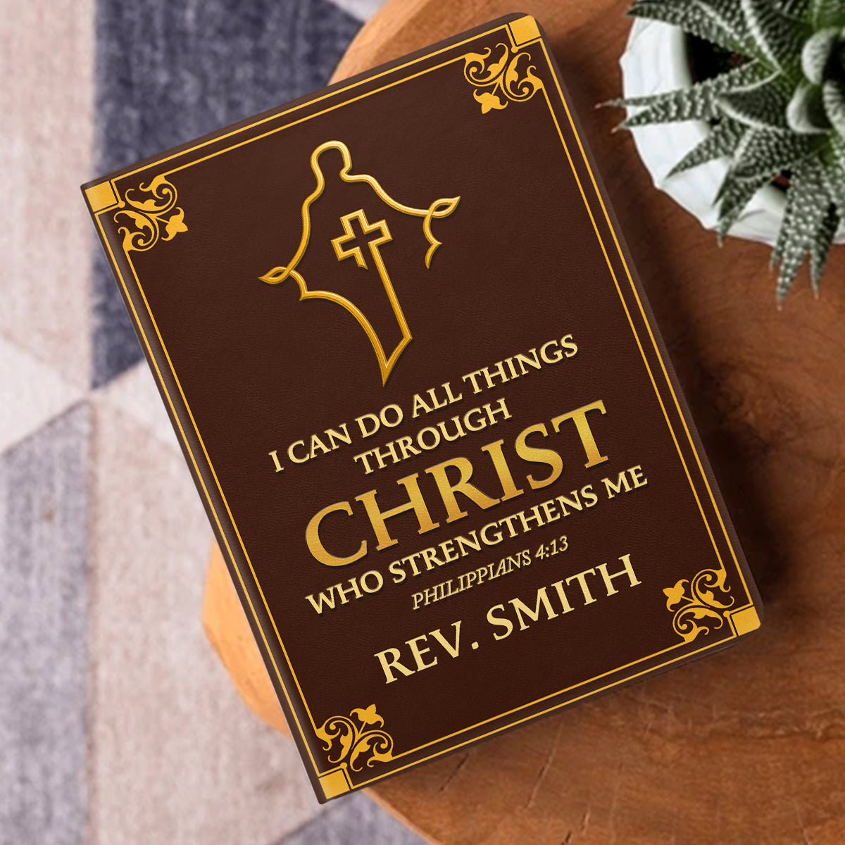 I Can Do All Things Through Christ - Personalized Leather Notebook GMJSNB200046