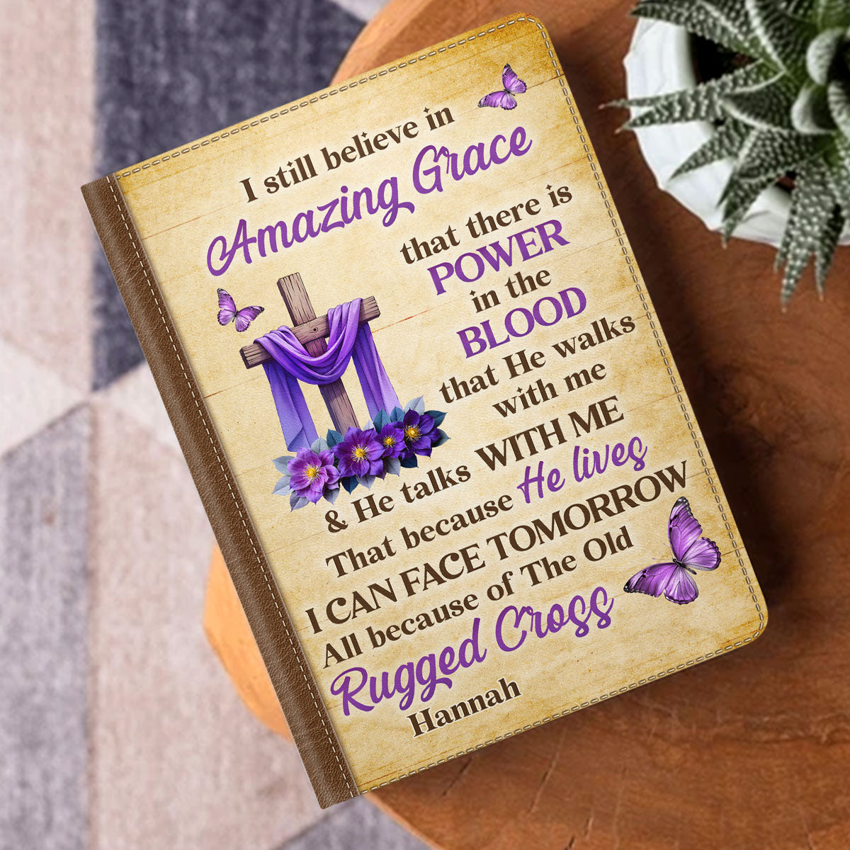 Faith Through The Cross - Personalized Leather Cover Notebook GMJSNB200072