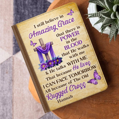 Faith Through The Cross - Personalized Leather Cover Notebook GMJSNB200072