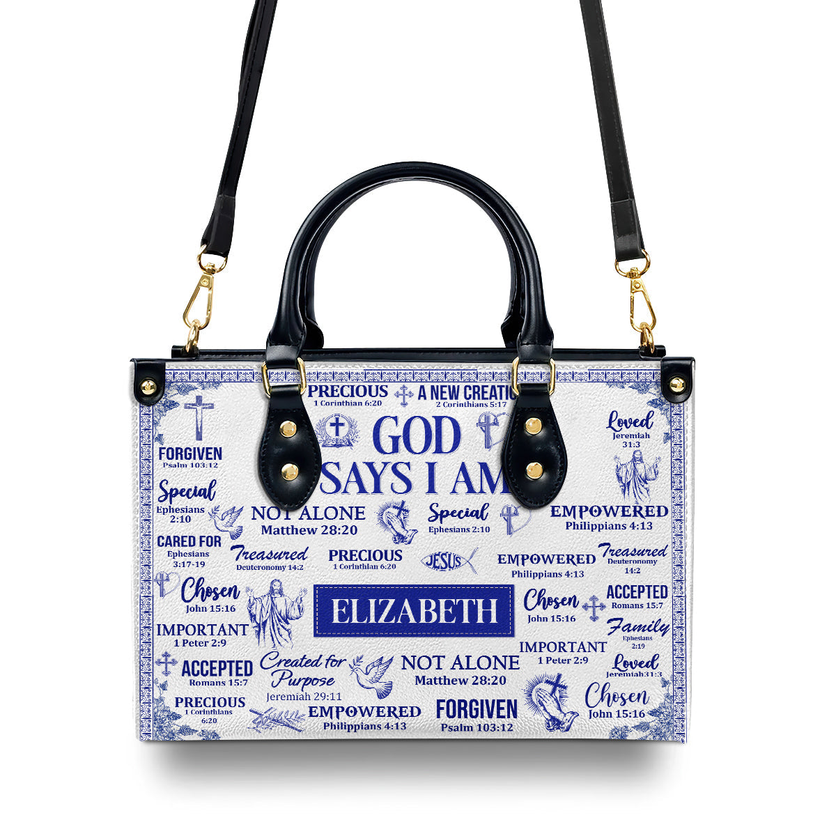 God Says I Am - Personalized Leather Handbag GMJSLB200084