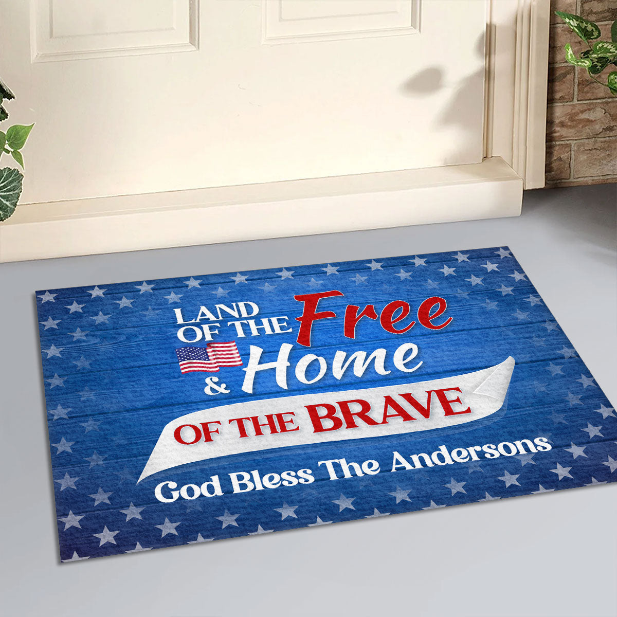 Land Of The Free And Home Of The Brave - Personalized Doormat GDMJS10084