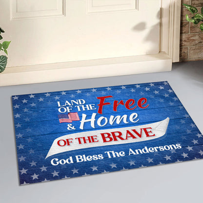 Land Of The Free And Home Of The Brave - Personalized Doormat GDMJS10084