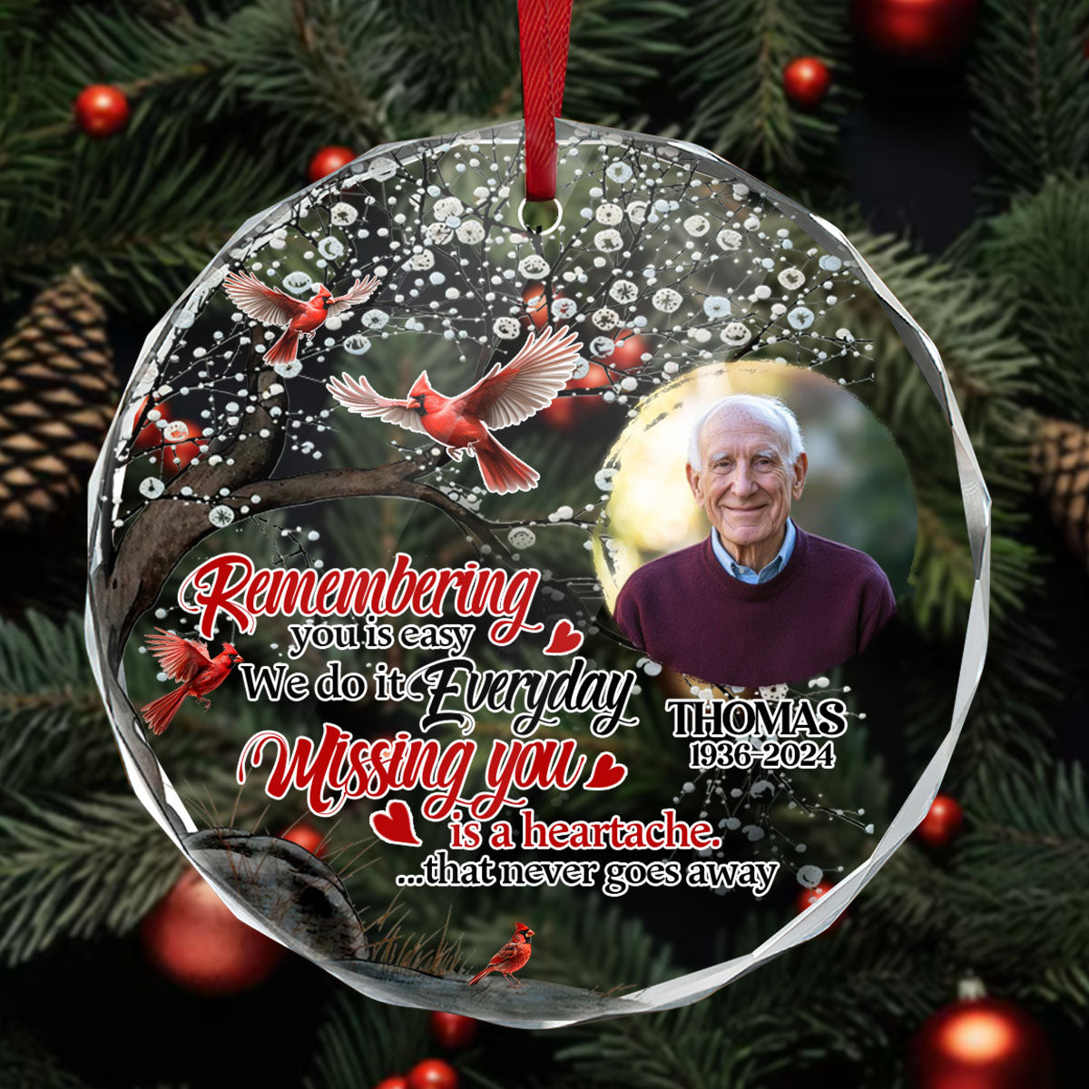 Missing You Is A Heartache - Personalized Glass Ornament GOJS10244