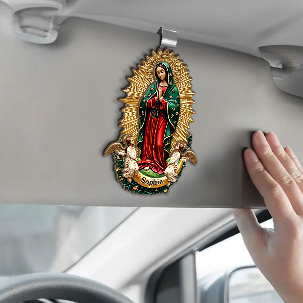 Our Lady Of Guadalupe - Personalized Car Visor Clip - Catholic Faith Accessory