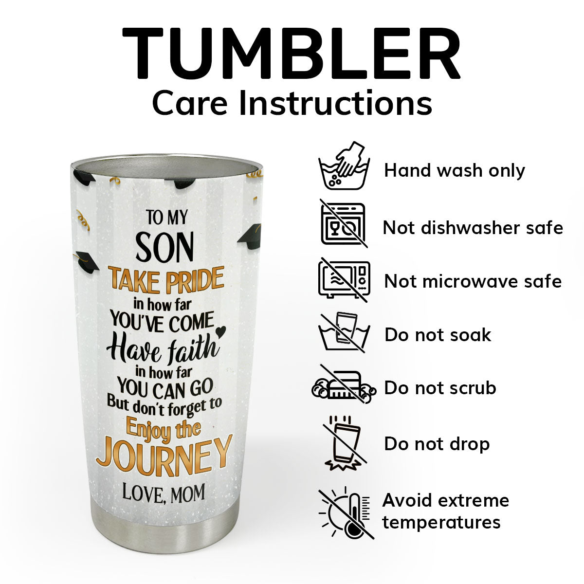 To My Son Graduation - Personalized Stainless Steel Tumbler