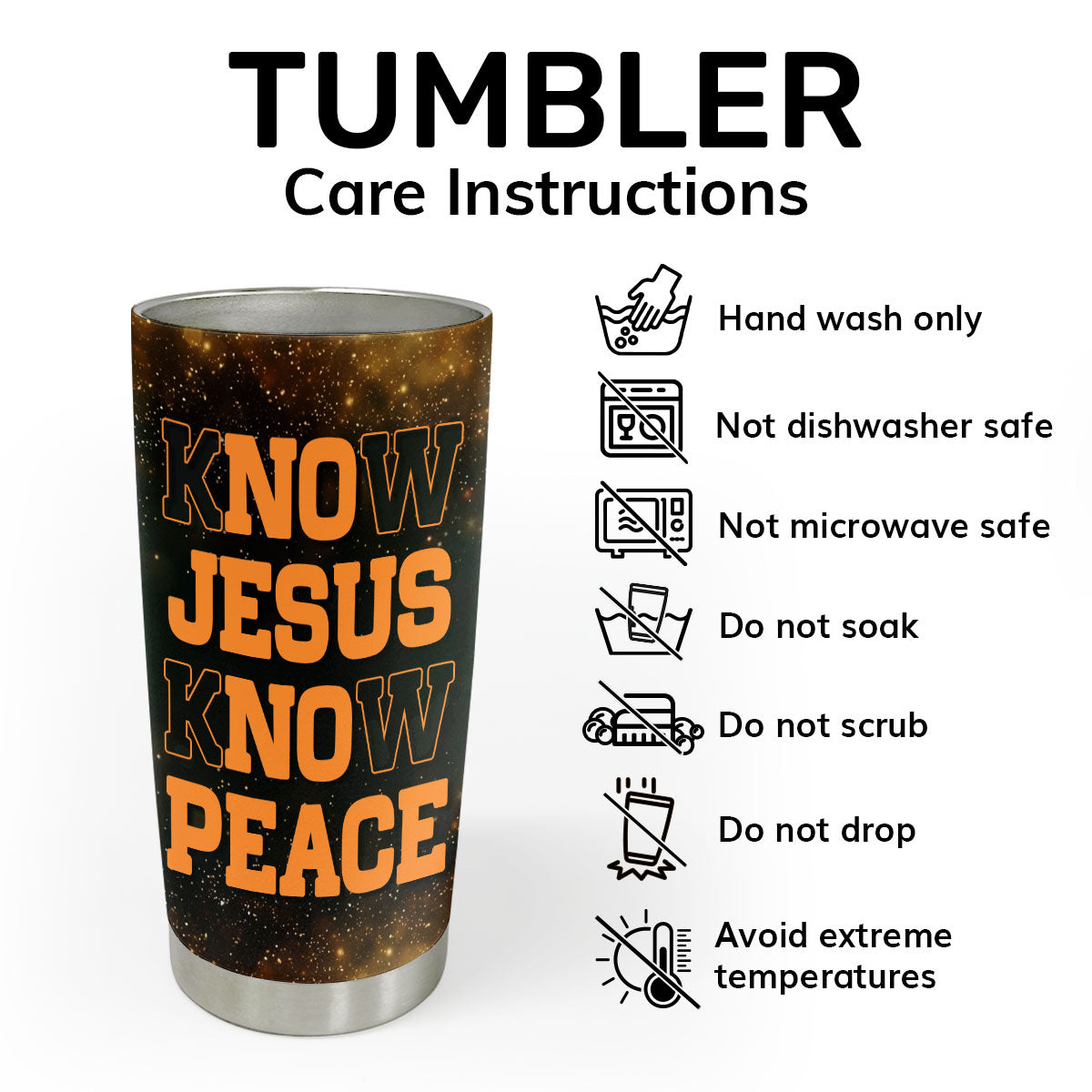 Know Jesus Know Peace - Personalized Stainless Steel Tumbler