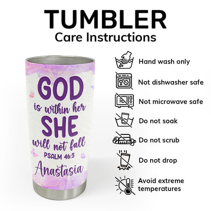 God Is Within Her - Personalized Stainless Steel Tumbler