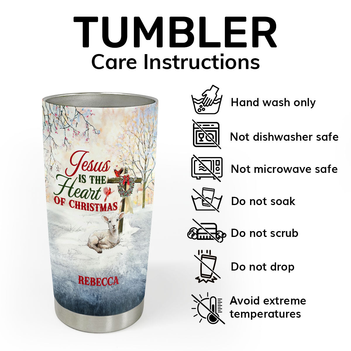 Jesus Is The Heart Of Christmas - Personalized Stainless Steel Tumbler